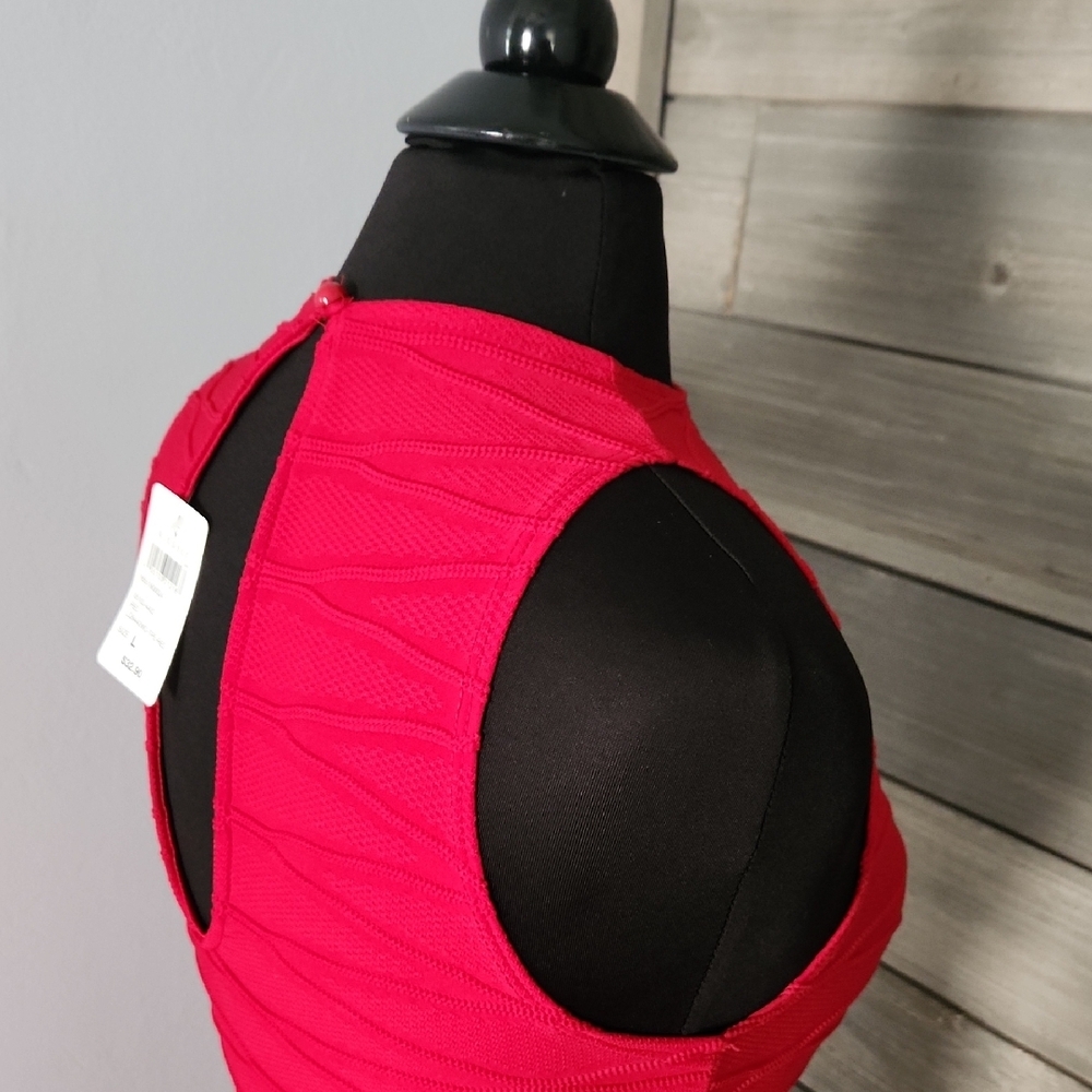 Windsor Red Ribbed Halter Bodycon Mini Dress - Picture 7 of 8